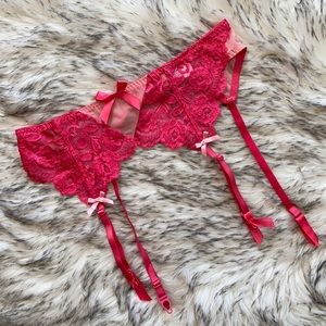 VERY SEXY Pink Lace Ribbon Garter Belt